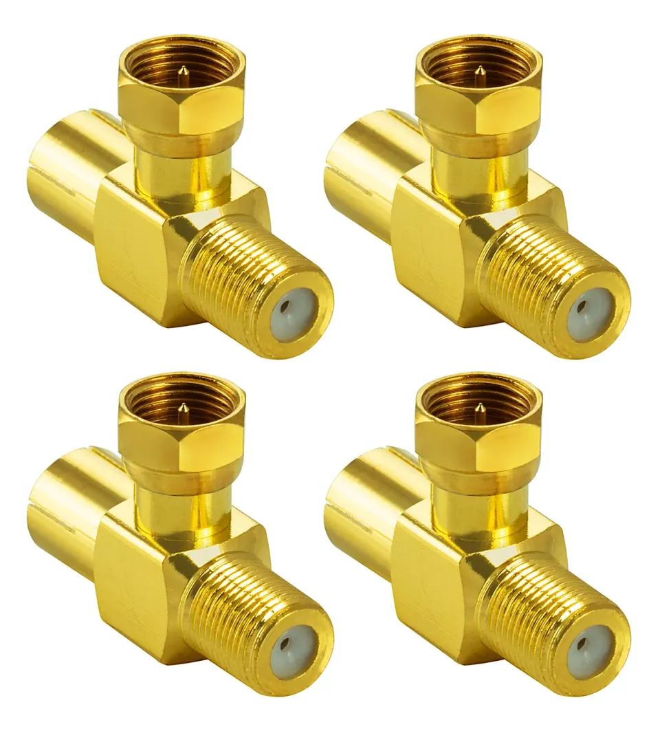 Poppstar Sat Adapter T-Stück Verteiler 4x vergoldet