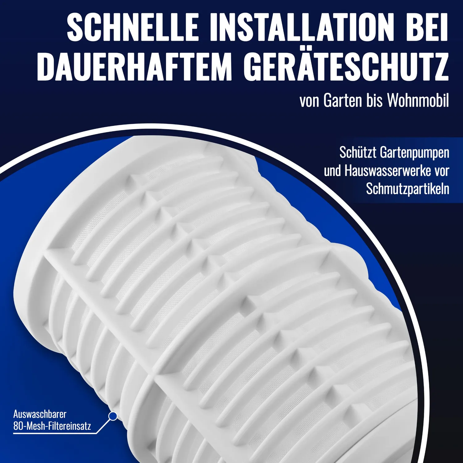 Poppstar Vorfilter Gartenpumpe 2 L 10 Zoll 1 Zoll 80 Mesh