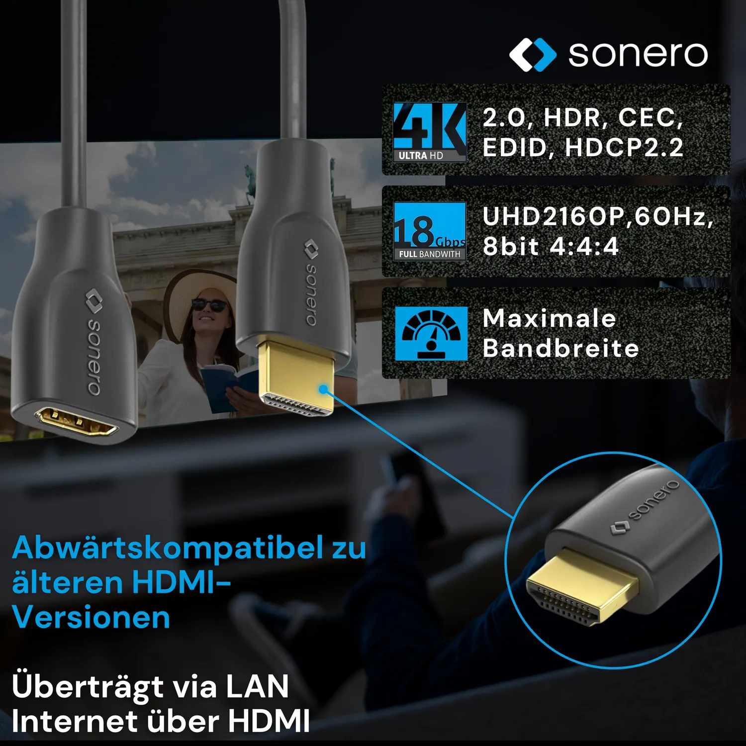 Sonero X-PHA010-0015 HDMI Adapter 0,15 m 4K Portsaver