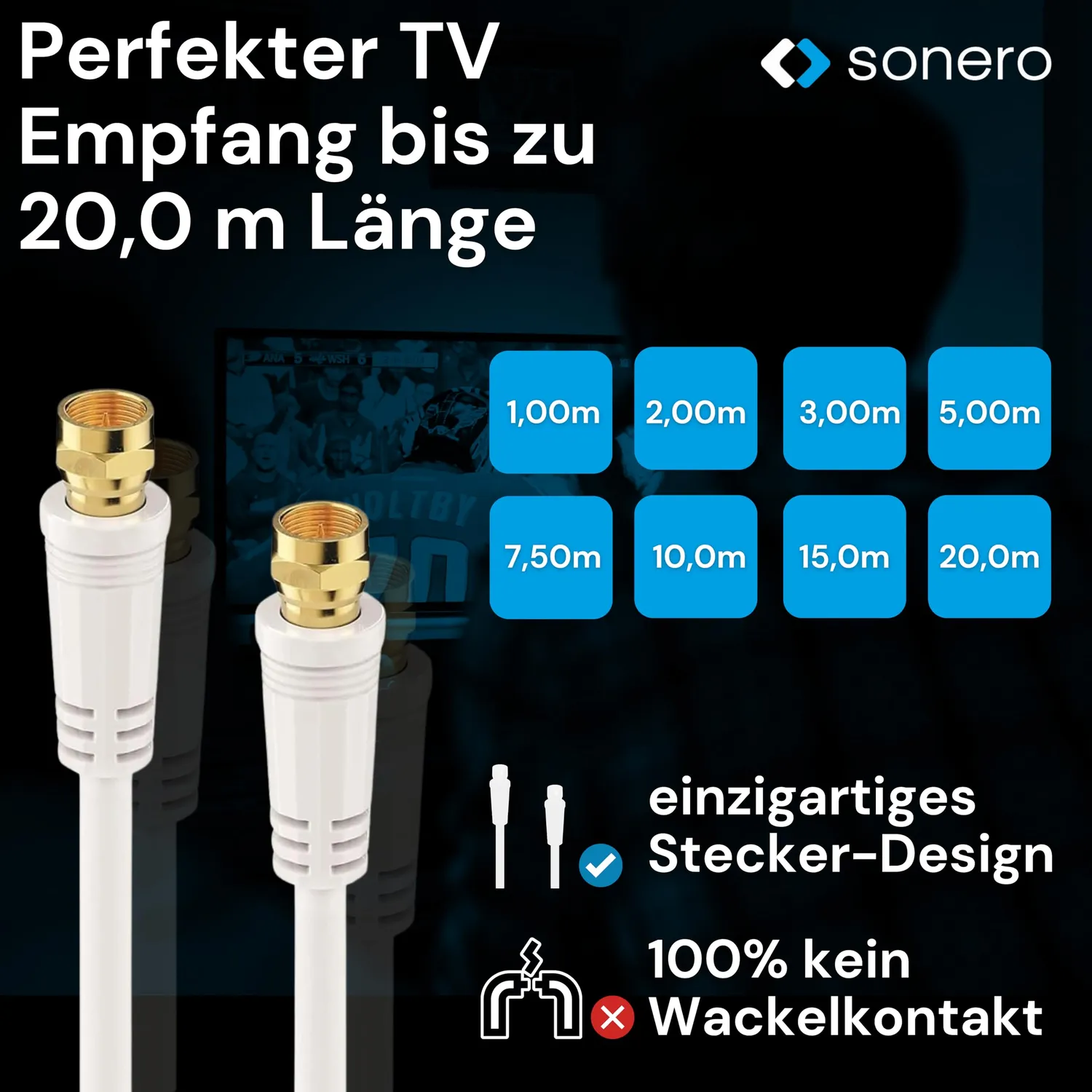 Sonero SAT Kabel Class A F-Stecker 5m weiß