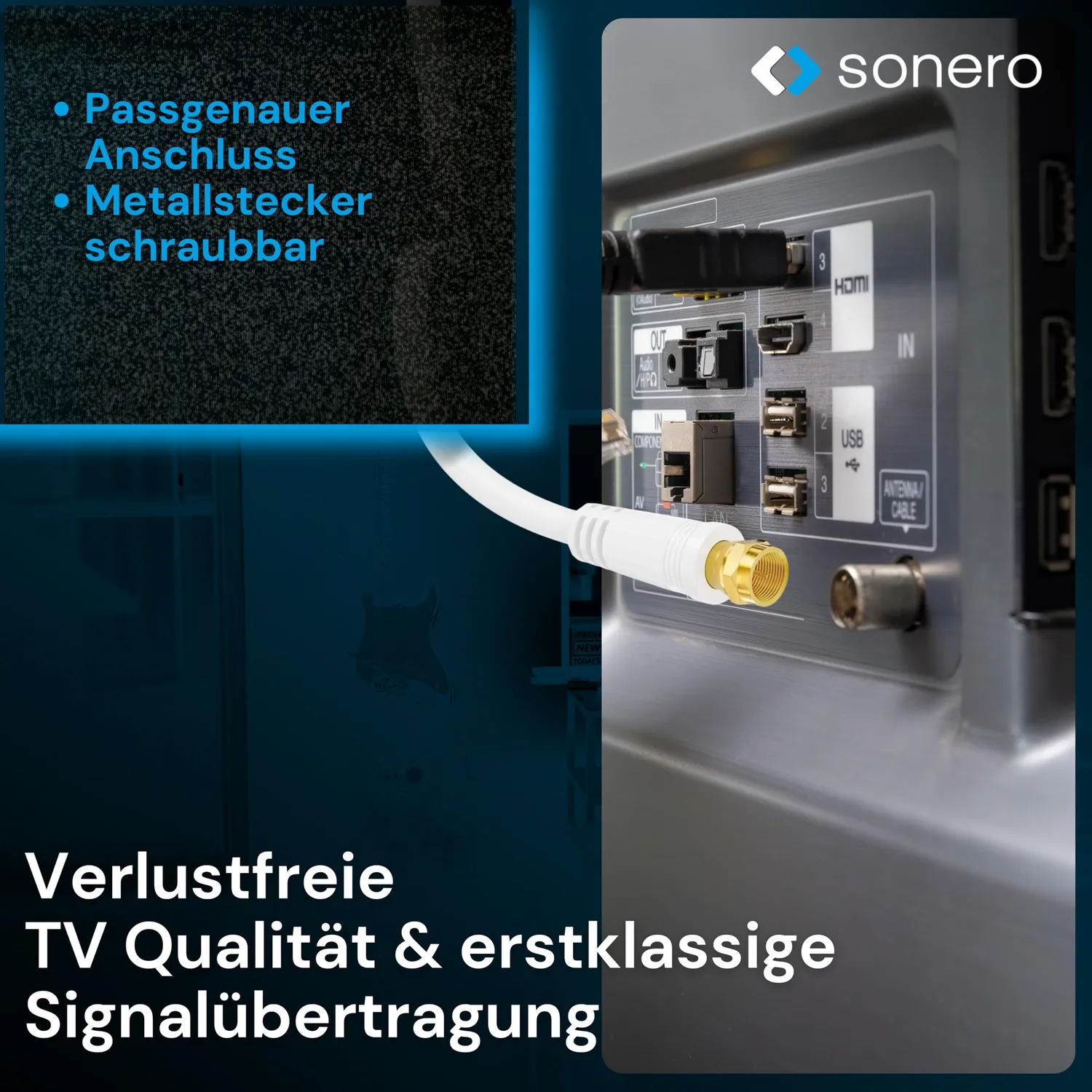 Sonero SAT Antennenkabel Koaxialkabel weiß 1,0m 4fach