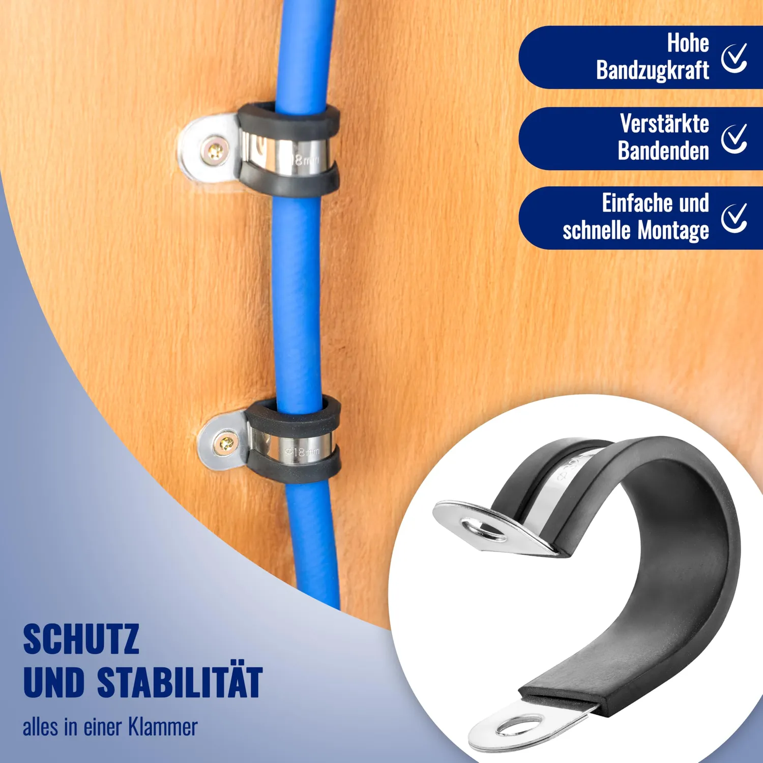 Poppstar Schlauchschellen P-Klammer Edelstahl 32mm 5 St