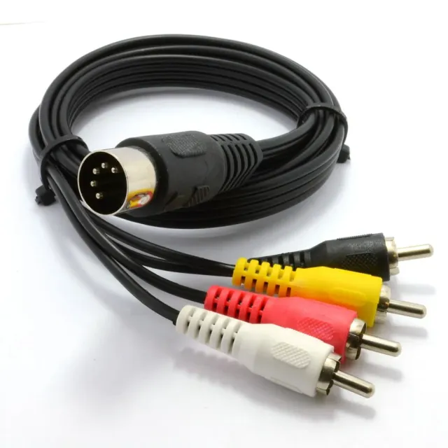 Kenable 5-Pin DIN auf 4x Cinch Audiokabel 2m Schwarz Stereo
