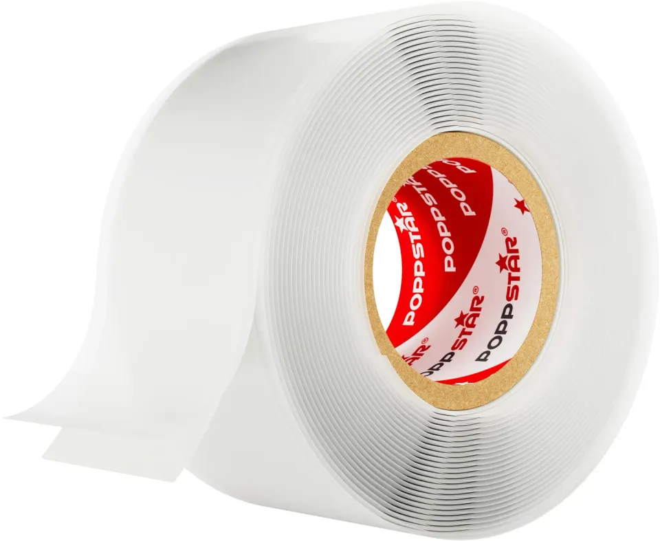 Poppstar Silikonband 3m x 25mm Isolierband transparent 1 Rolle