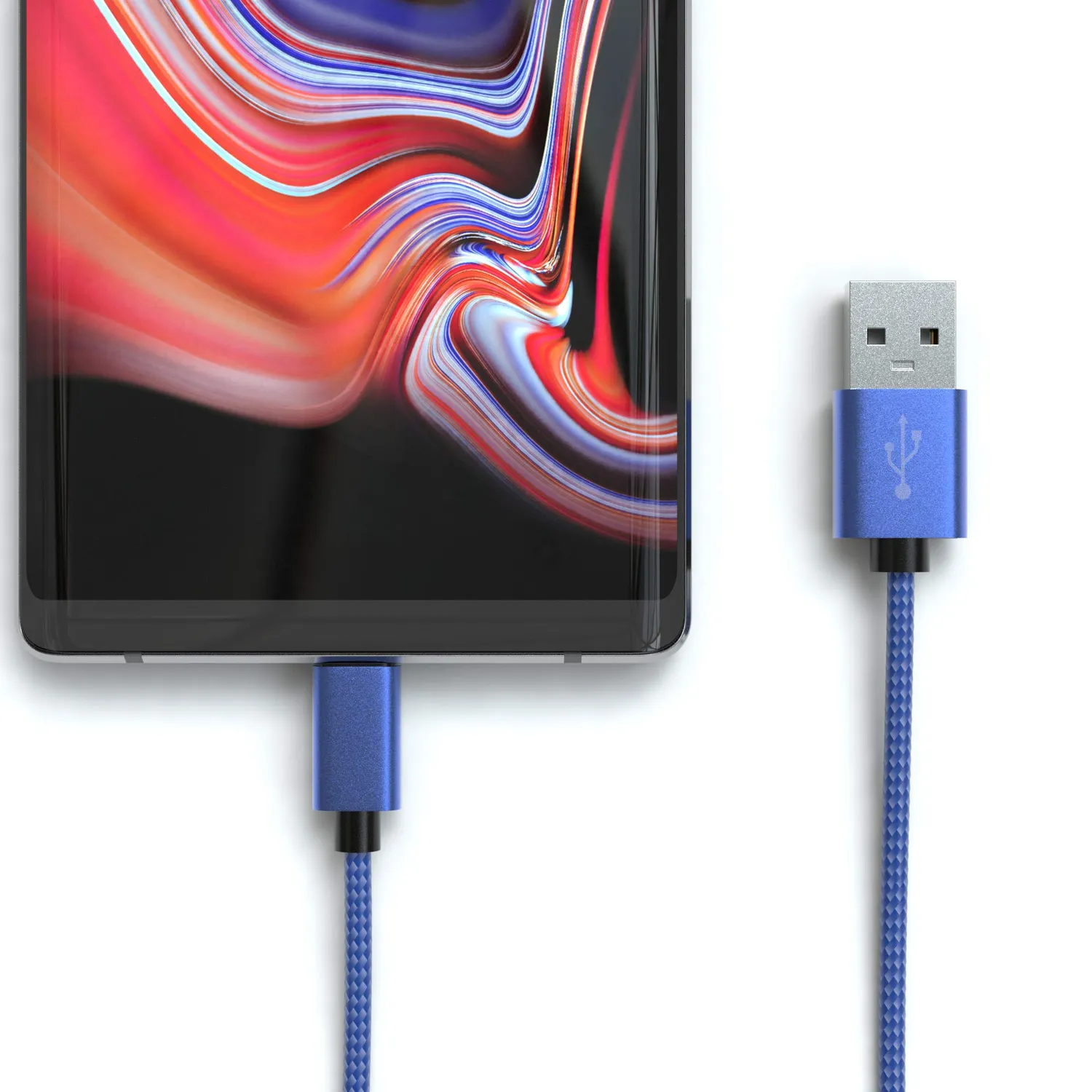 JAMEGA USB C auf USB-A Kabel 1 m blau Nylon