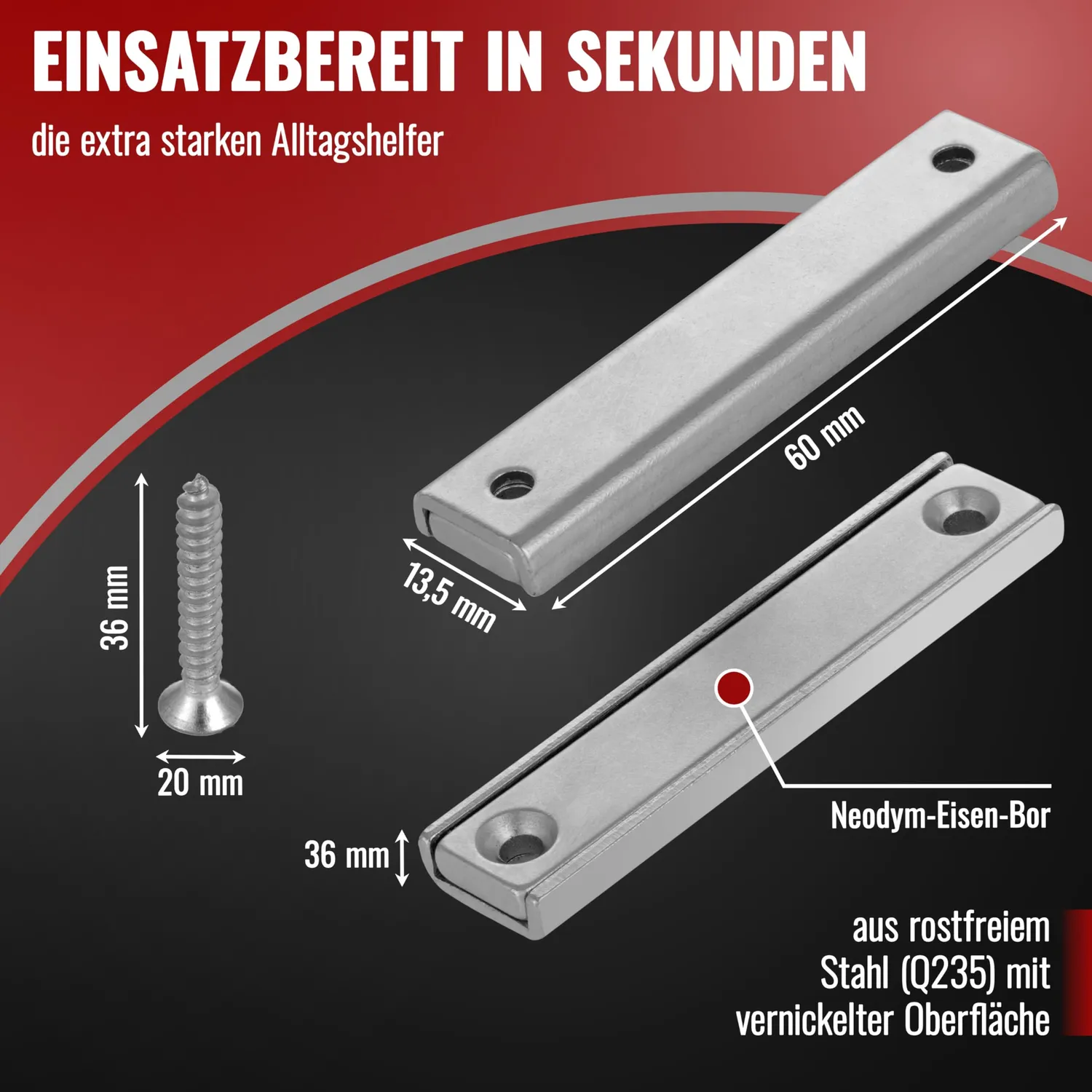 Poppstar Quader-Magnet Anschraubmagnet 6 Stück 30 kg