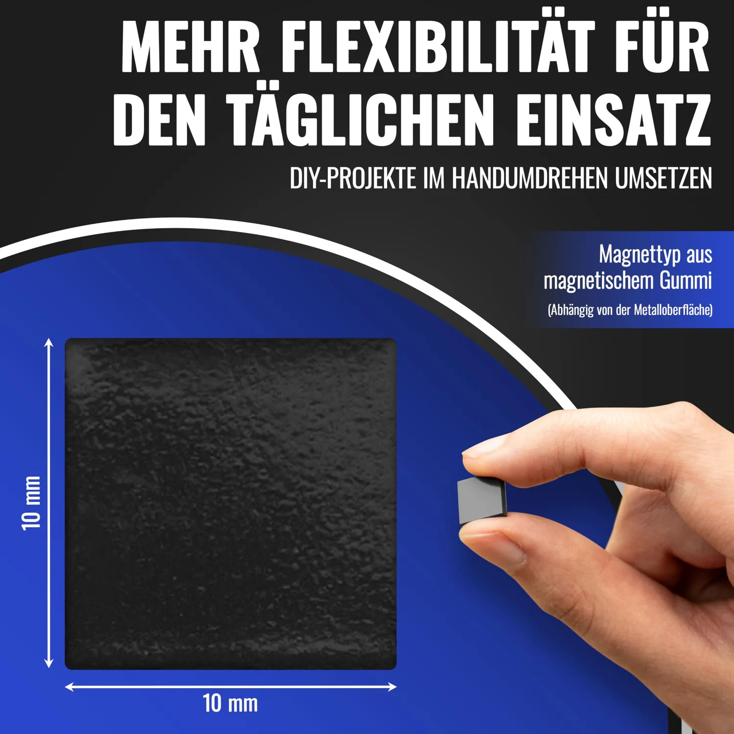 Poppstar Klebemagnete selbstklebend 1x1 cm 350 Stück schwarz