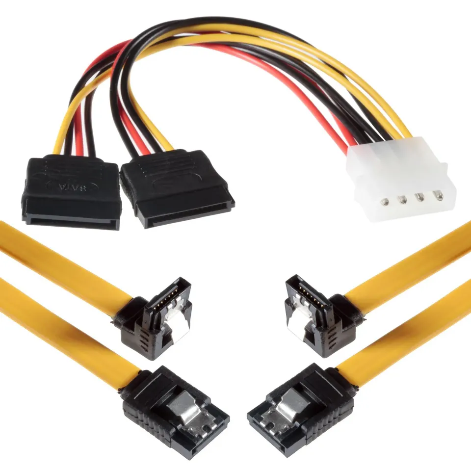 Poppstar SATA 3 Datenkabel 2x0,5m gelb Stromadapter
