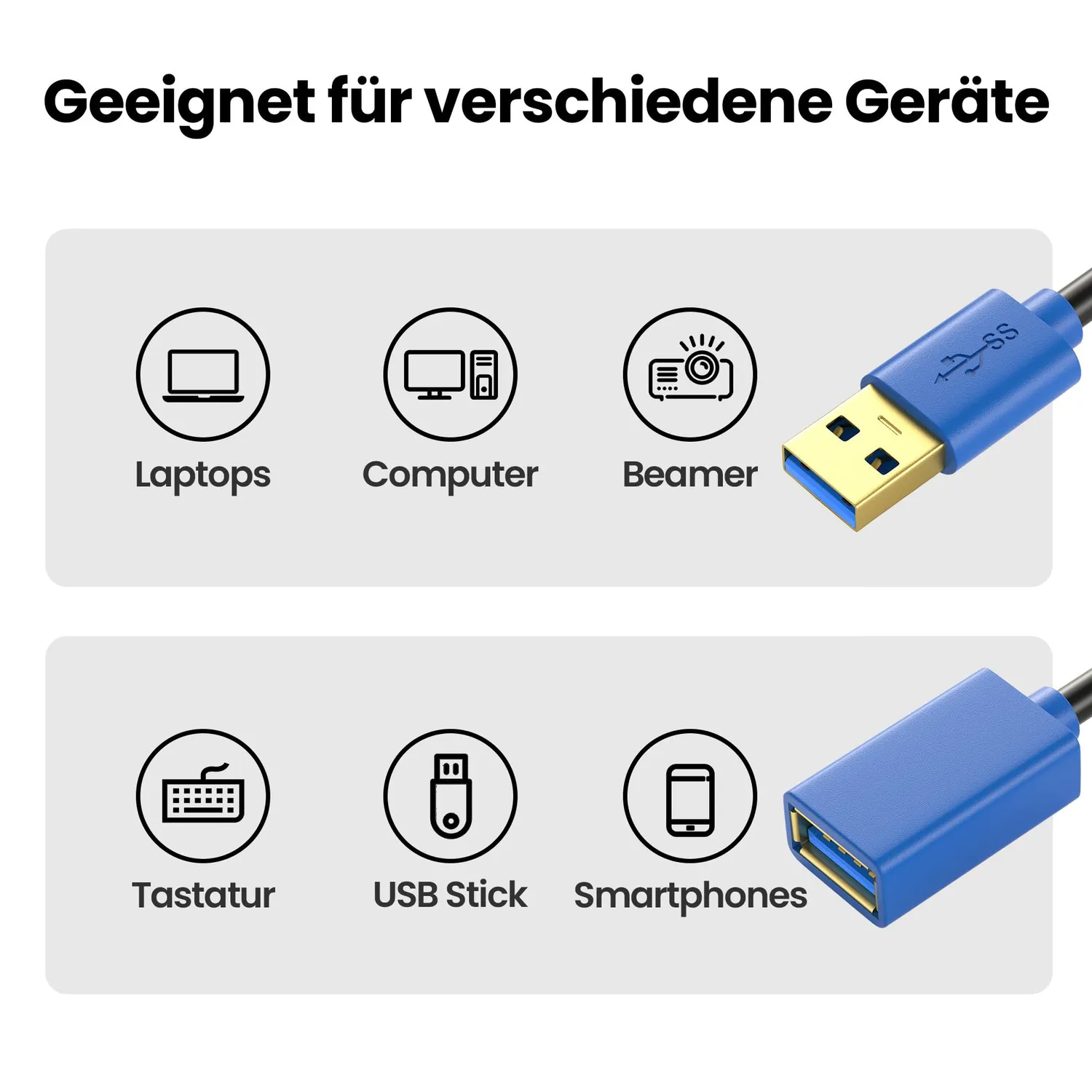 Jamega USB 3.0 Verlängerungskabel 0,5m High Speed
