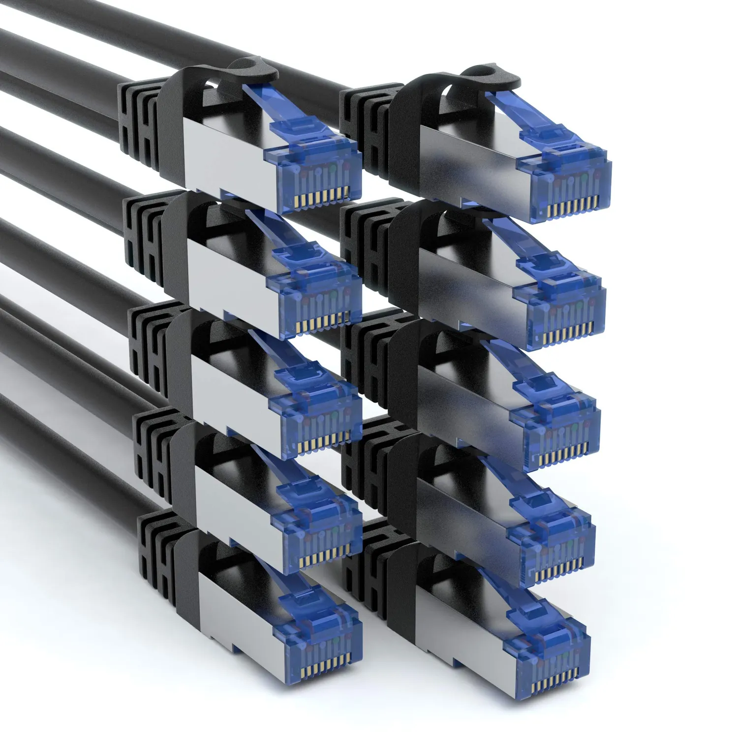 JAMEGA Cat.7 Netzwerkkabel 0,5m 10er-Set weiß 10 Gbit/s
