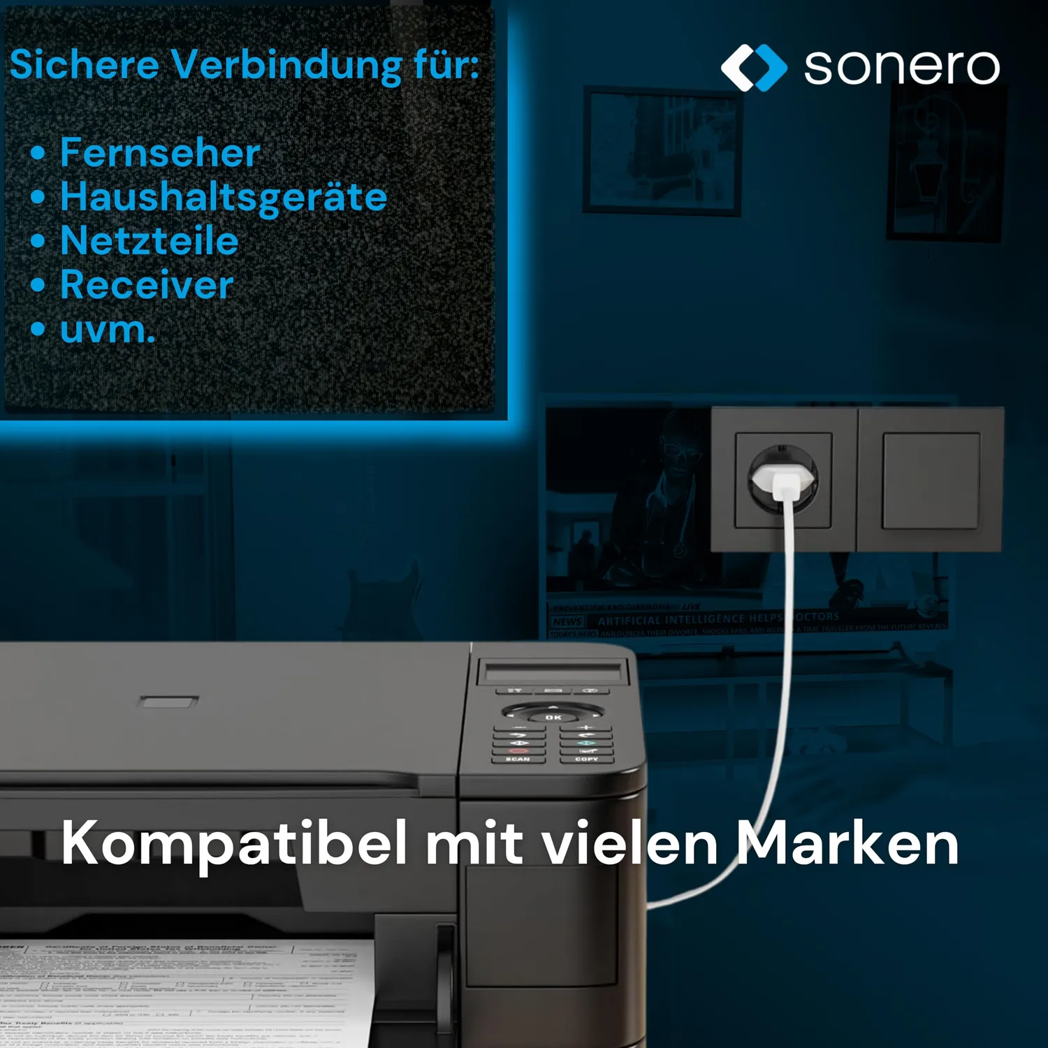 Sonero X-ESG-C7W-030W Netzkabel 2-polig 3m Weiß