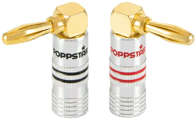 Poppstar High End Bananenstecker gewinkelt 2 Stück vergoldet