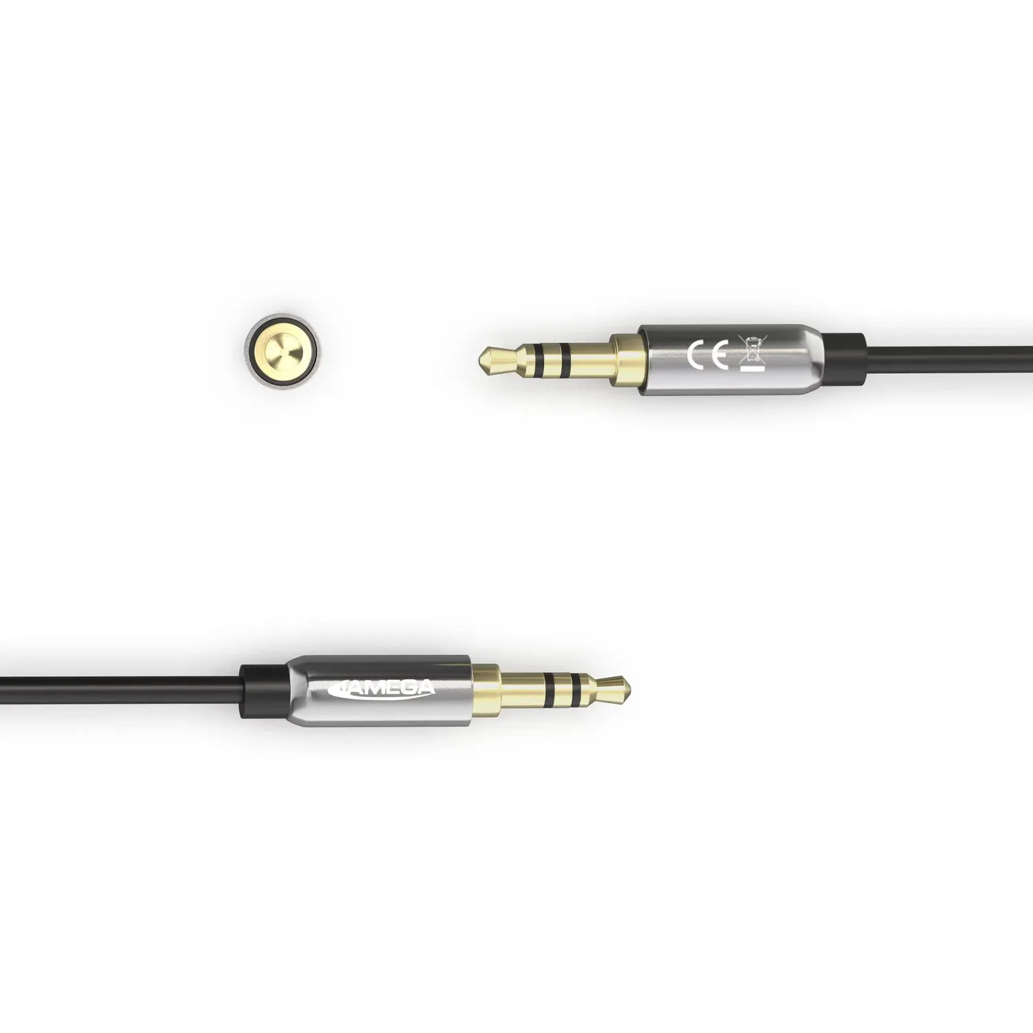 JAMEGA Aux Spiralkabel 3,5 mm 1 m Stereo Metall
