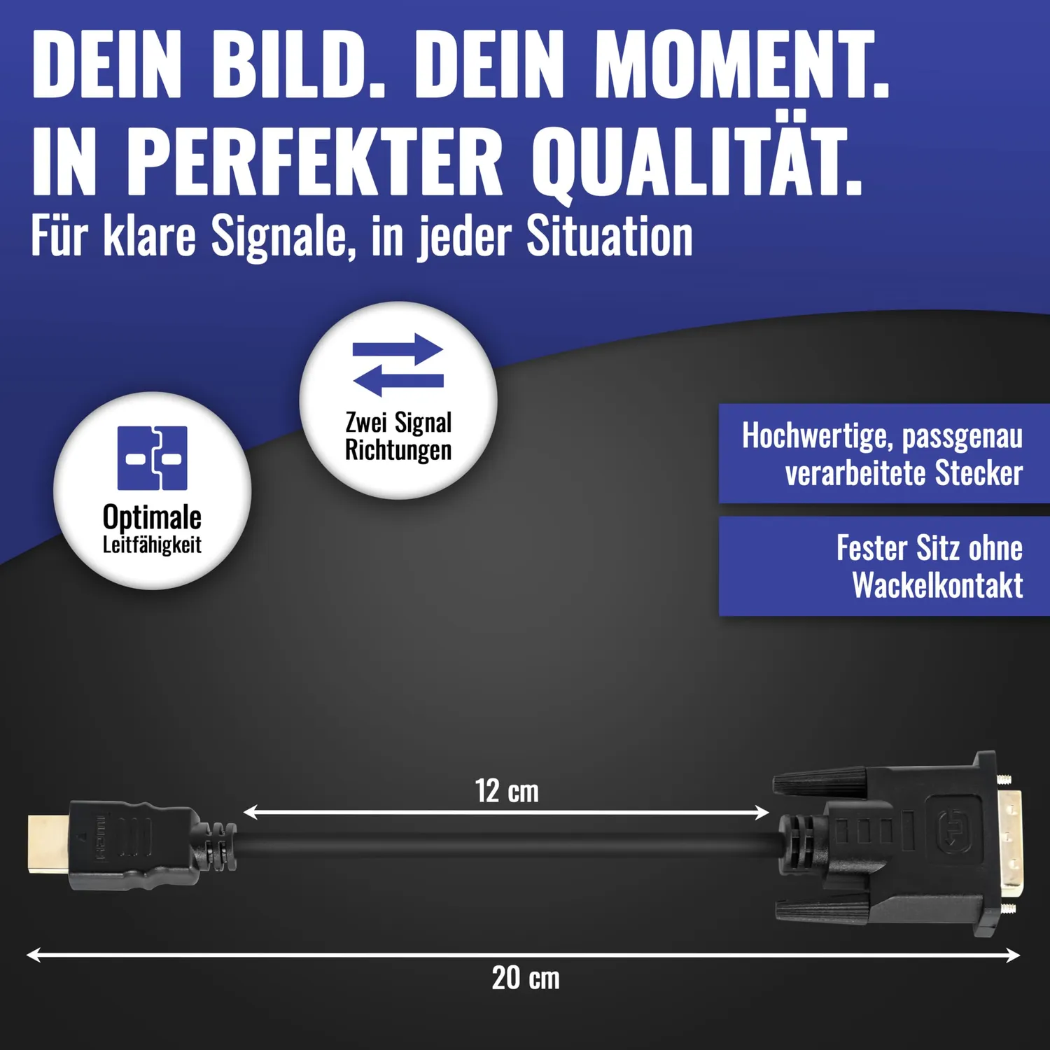 Poppstar HDMI-DVI Adapter DVI-Buchse 12 cm