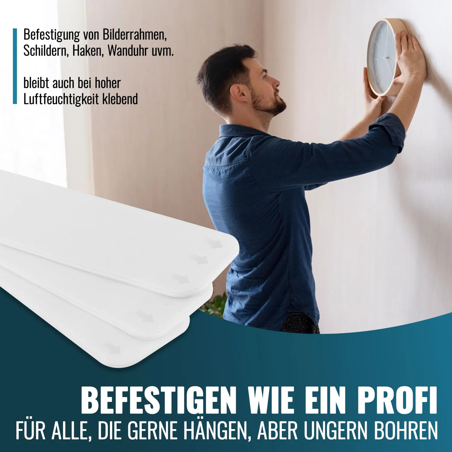 Poppstar Montagestreifen doppelseitig wasserfest 12 Stück