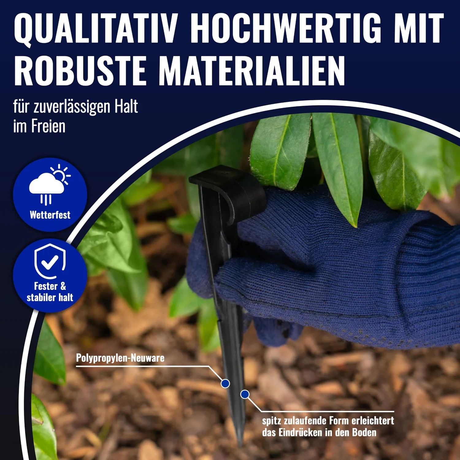 Poppstar Erdspieße für Schläuche 14,5 cm 100 Stück schwarz