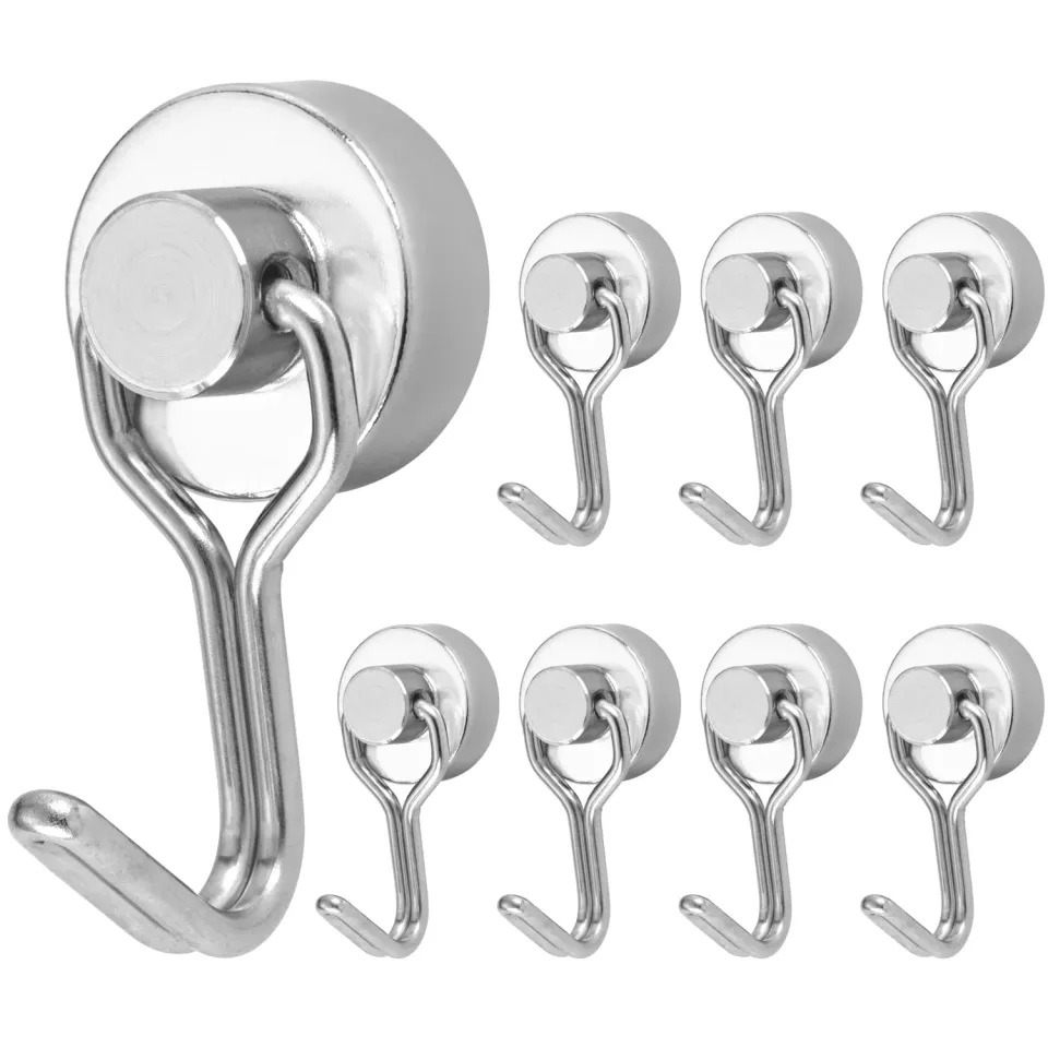 Poppstar Magnethaken 8 kg drehbar 8 Stück silbern