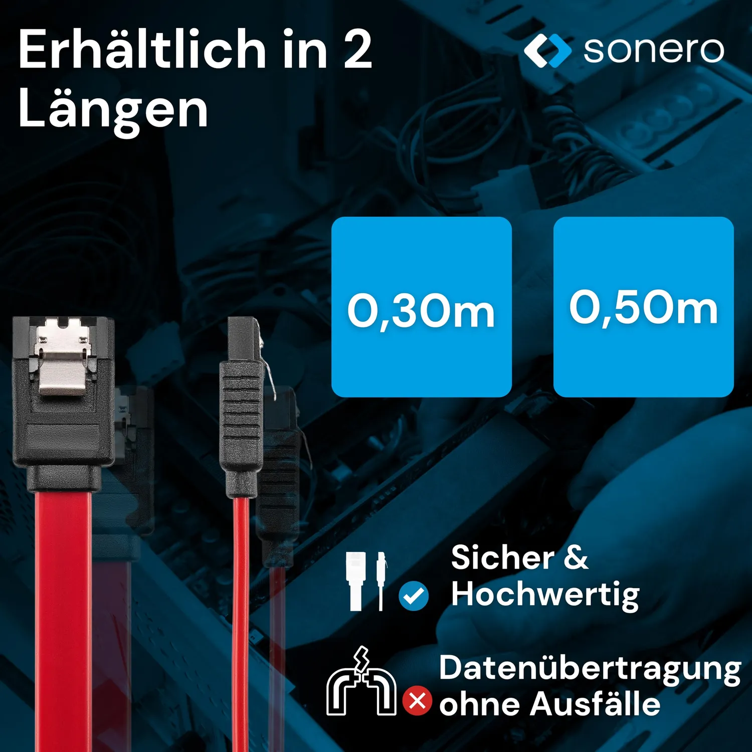 Sonero X-SATA010-030R SATA Kabel 0,3 m rot 6 Gb/s Clip