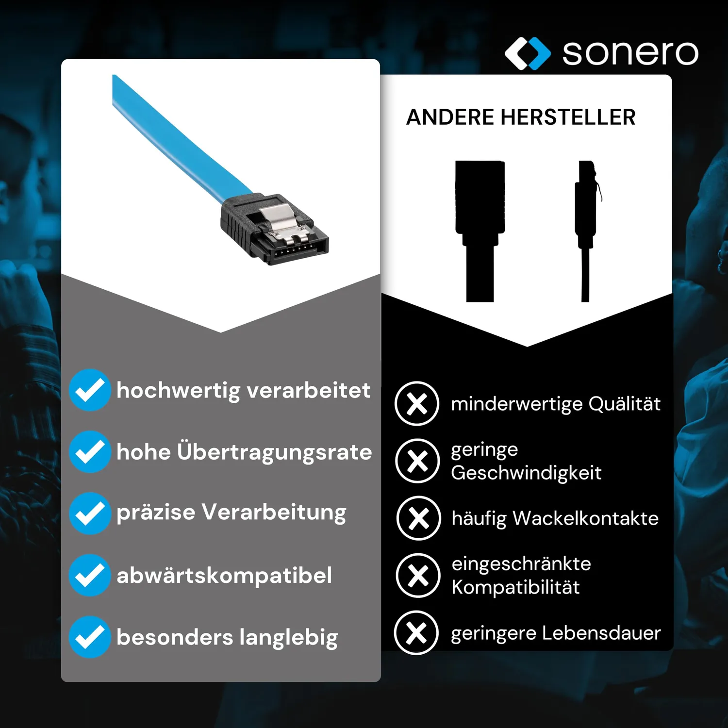 Sonero X-SATA010-050B SATA-Kabel 0,5m blau 6Gb/s