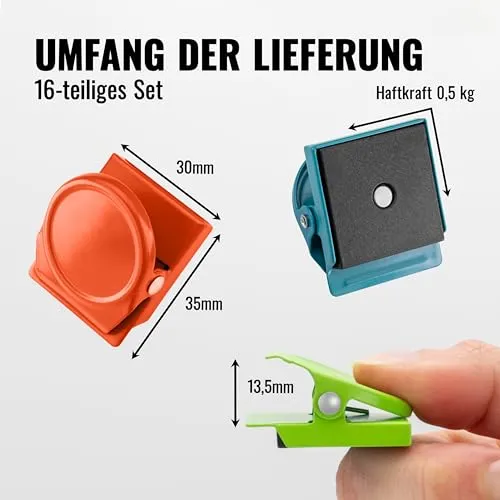 Poppstar Magnetklammern 16er bunt 0,5kg