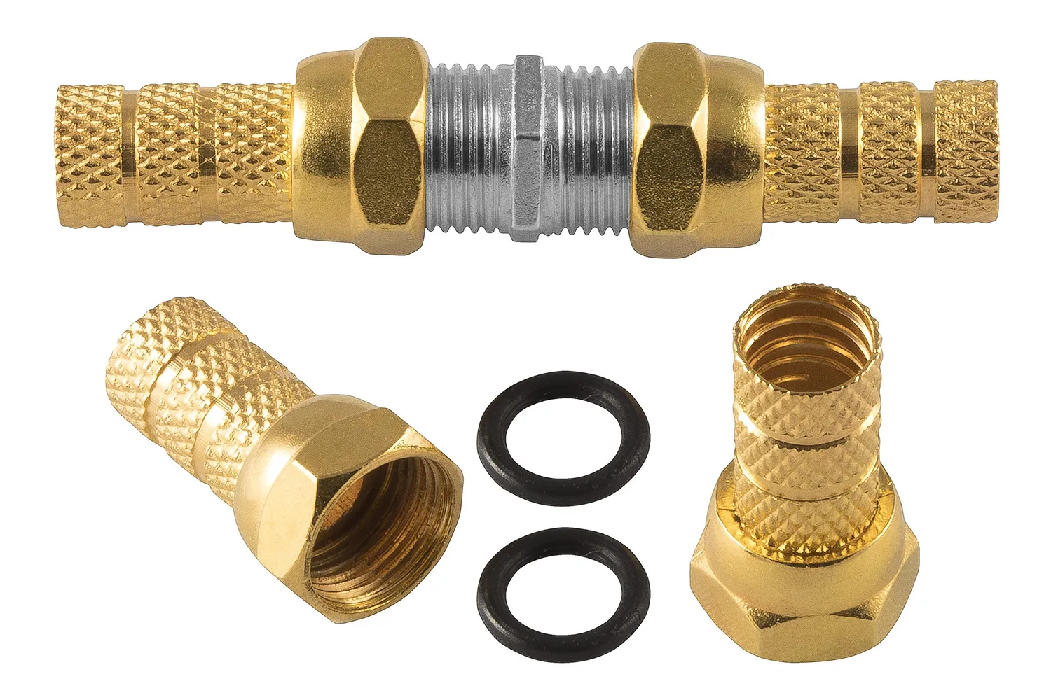 Poppstar 4x SAT F-Stecker 7mm Set vergoldet wetterfest