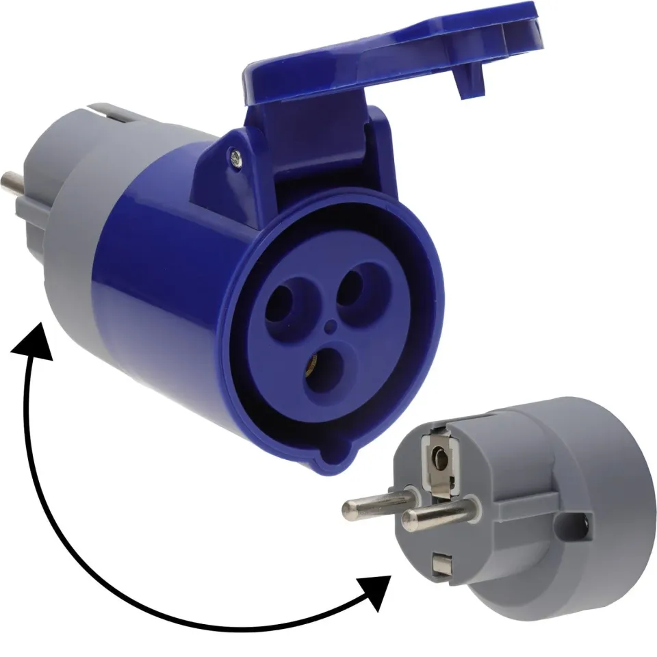 Kenable Schuko auf CEE 16A Adapter Camping blau
