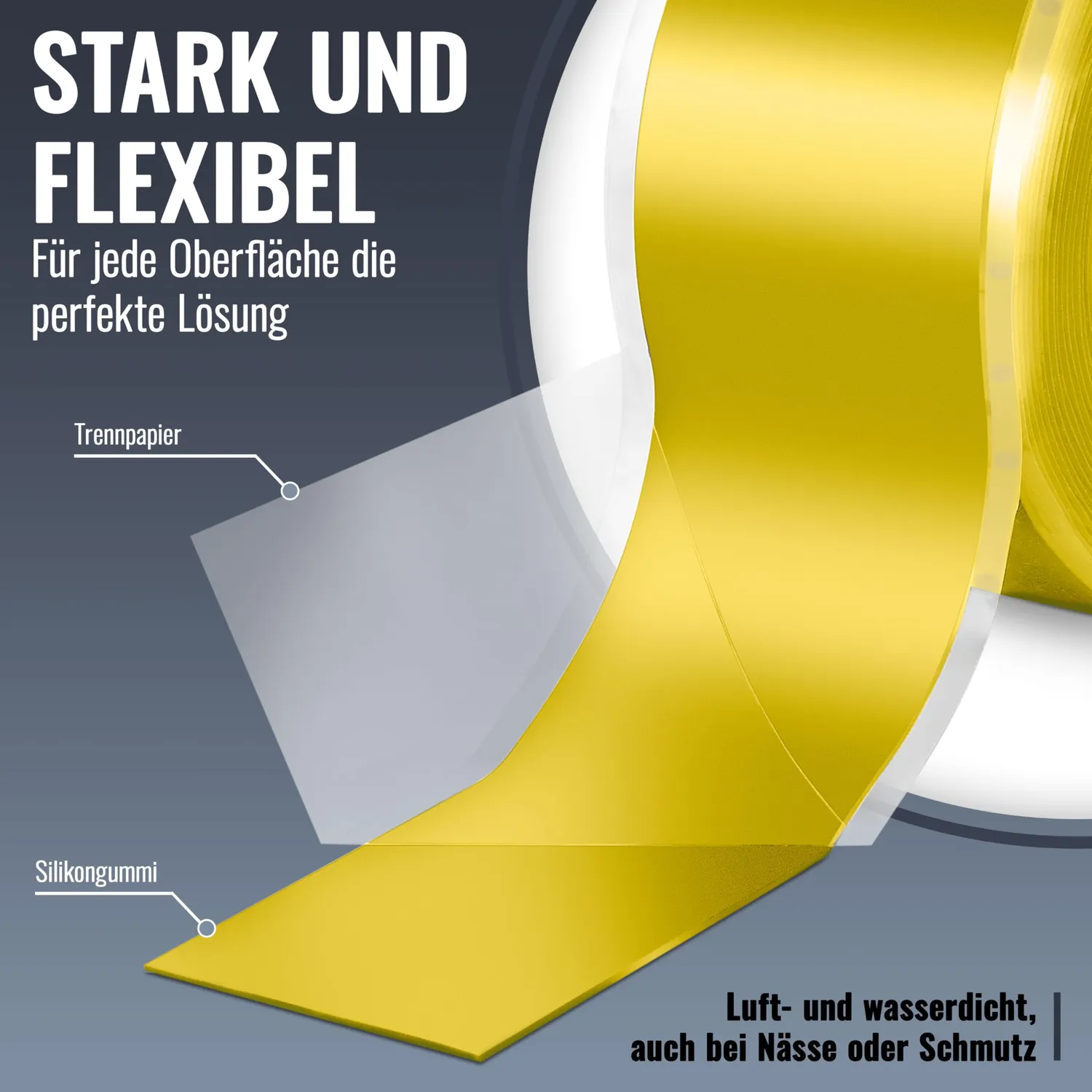 Poppstar Silikonband selbstverschweißend 3 m gelb wasserdicht