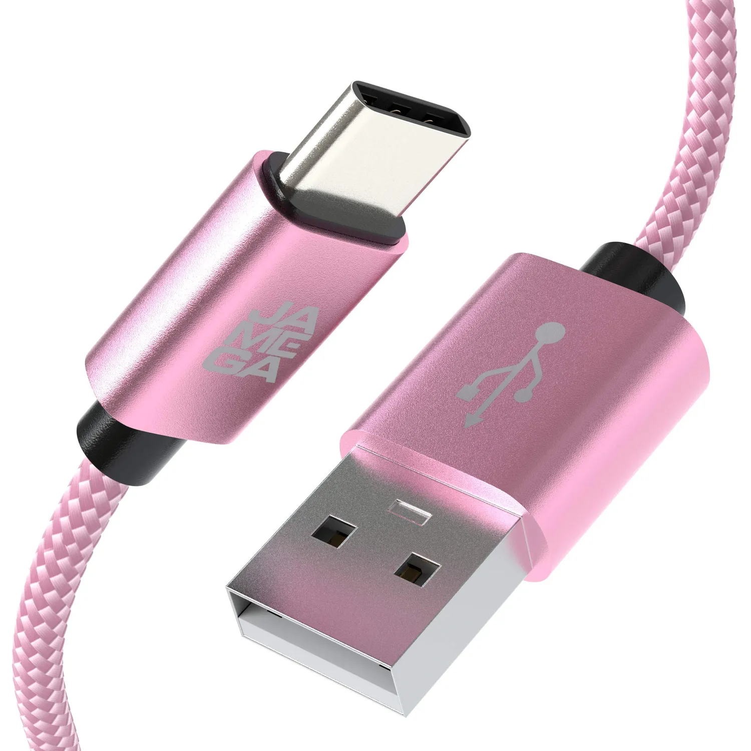 JAMEGA USB-C Kabel RoseGold 3m 2 Stück Nylon 3A