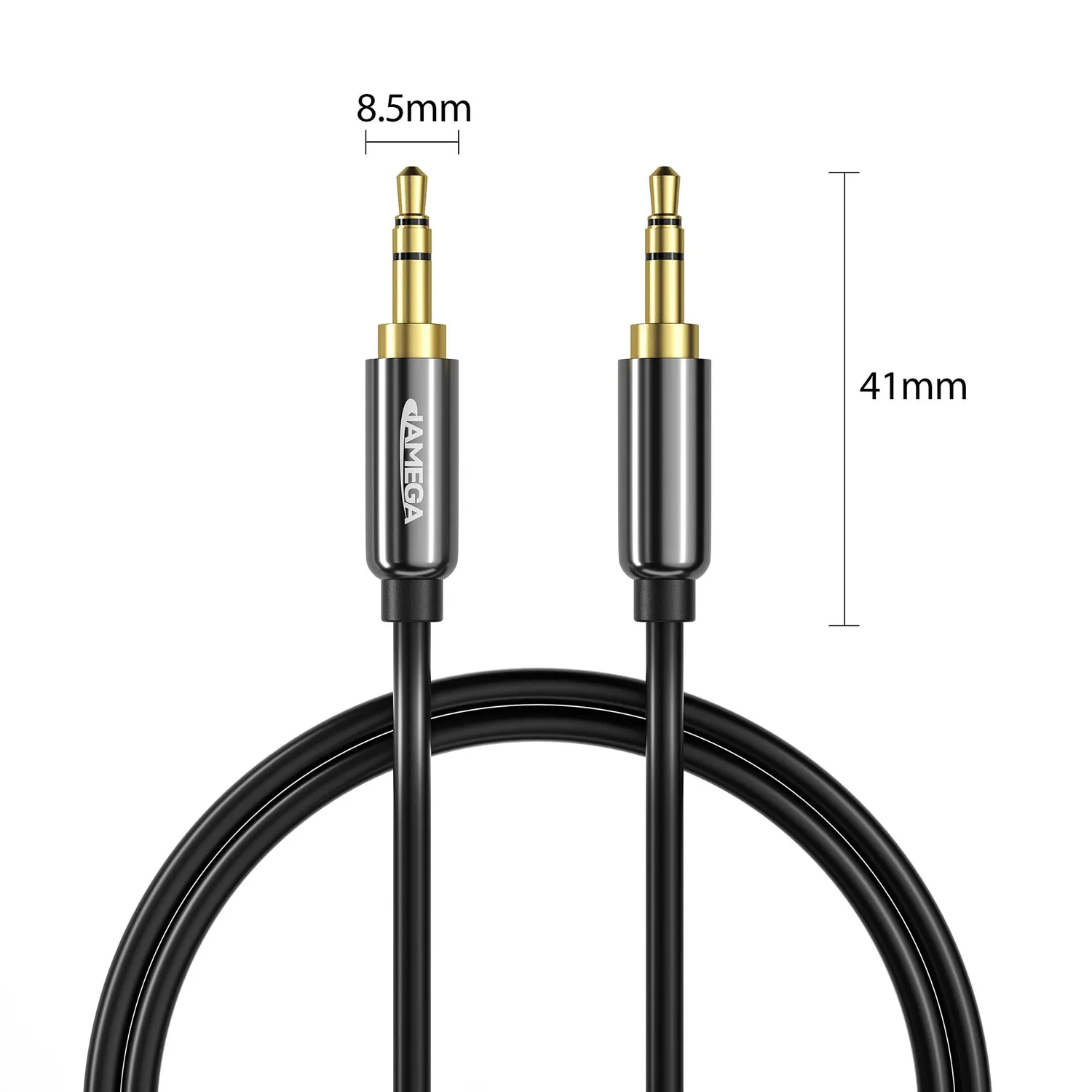 JAMEGA Aux Klinkenkabel 0,5m Schwarz Stereo 3,5mm