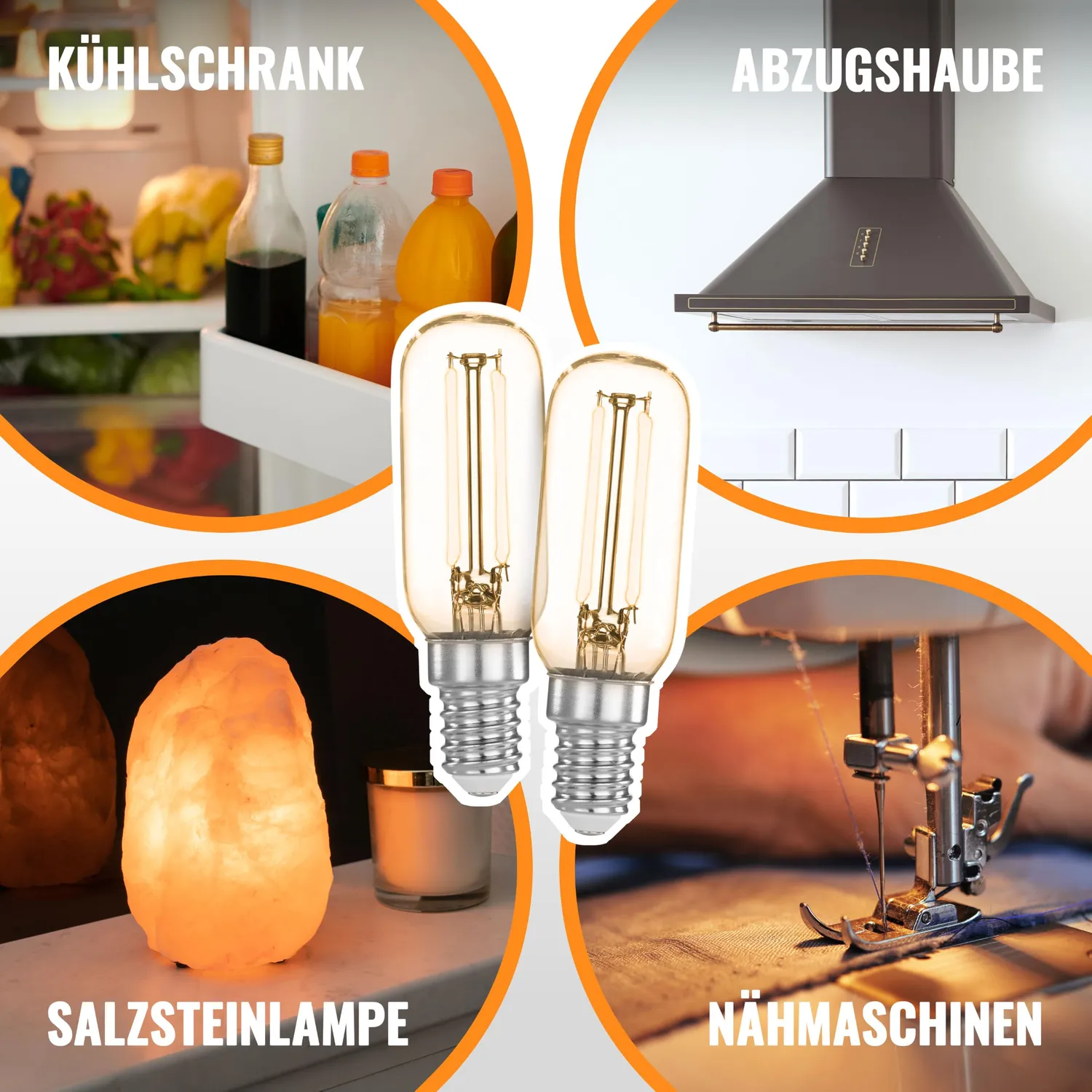 Poppstar Dunstabzugshauben-Lampe E14 LED 2er 2700K warmweiß
