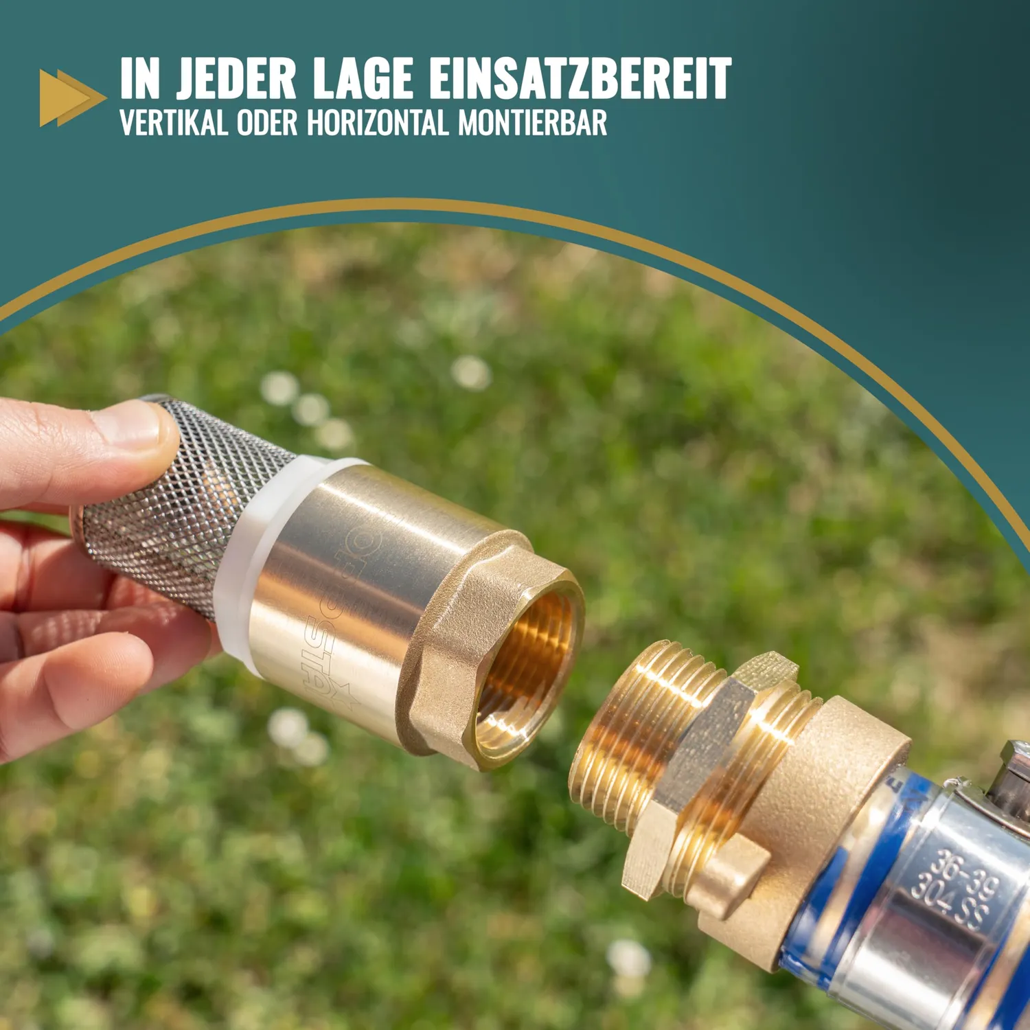 Poppstar Fußventil 1 Zoll Messing Saugkorb Edelstahl