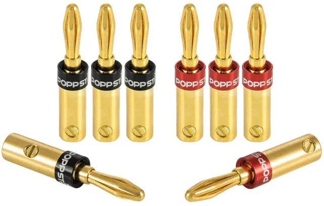 Poppstar High End Bananenstecker 8er-Set vergoldet