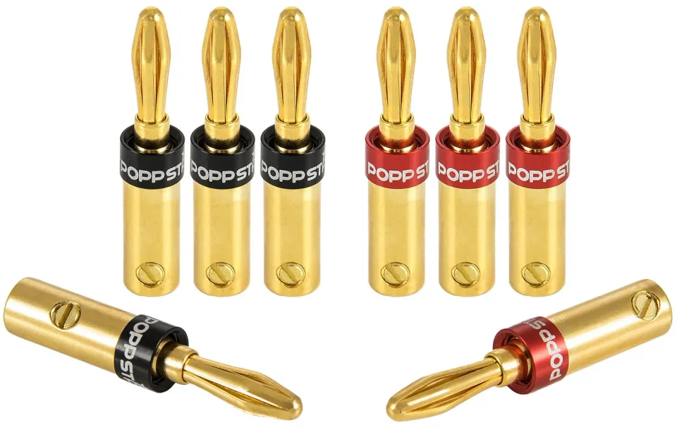Poppstar High End Bananenstecker 8er-Set vergoldet