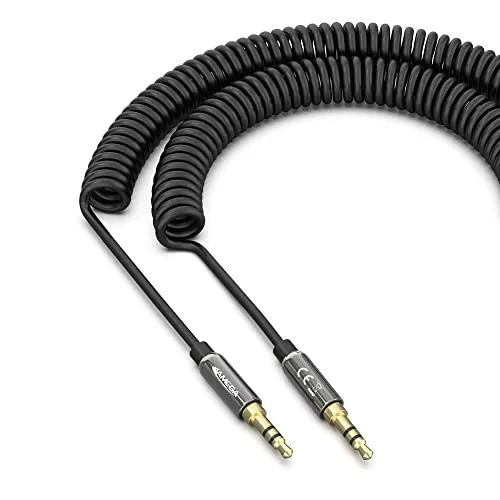 JAMEGA Aux Spiralkabel 3,5 mm 1 m Stereo Metall