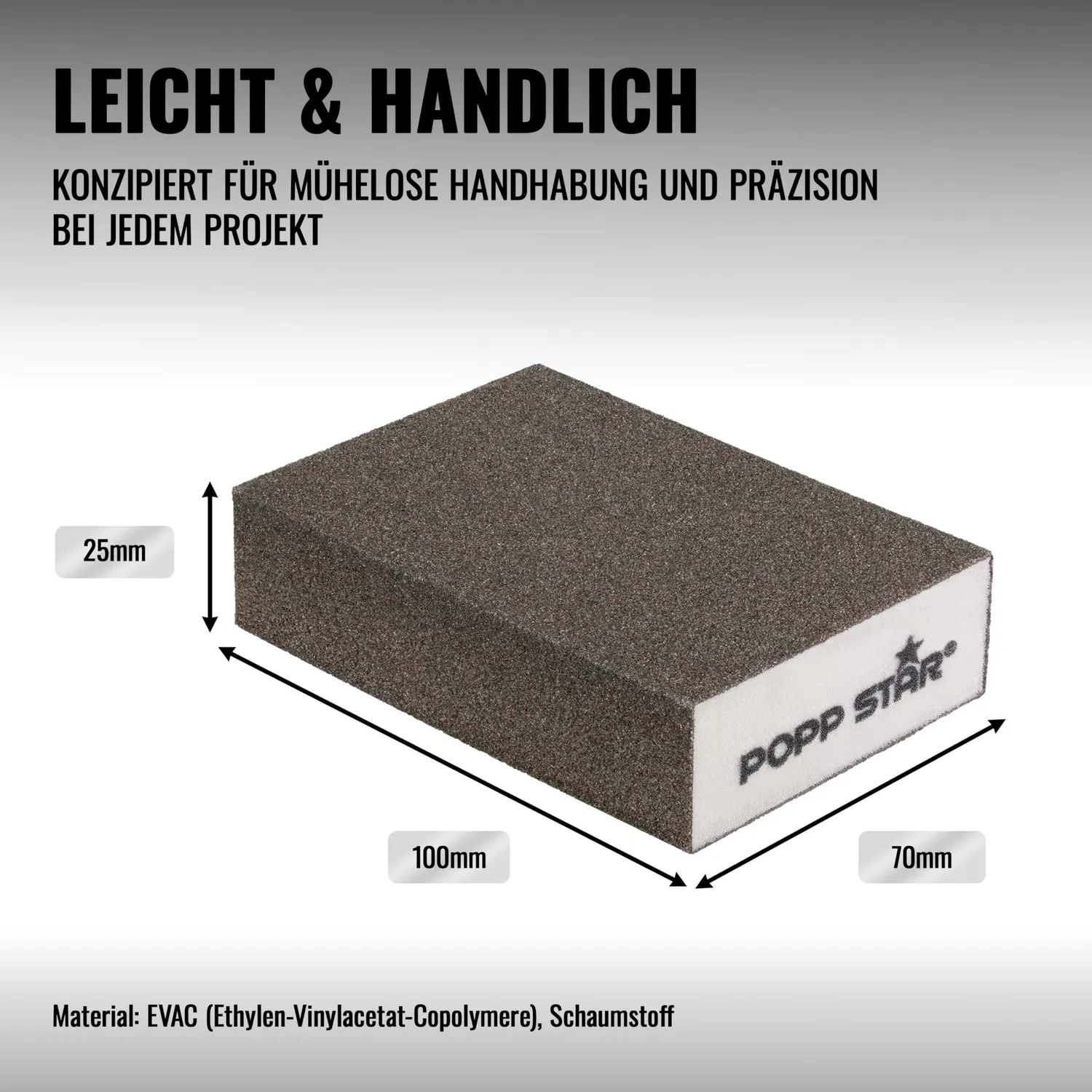 Poppstar Schleifschwämme 12er-Set 100x70mm Holz Metall