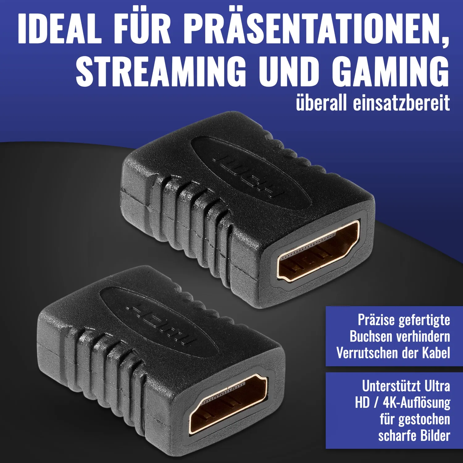Poppstar HDMI Adapter Kupplung Buchse-Buchse 4K 1 Stück