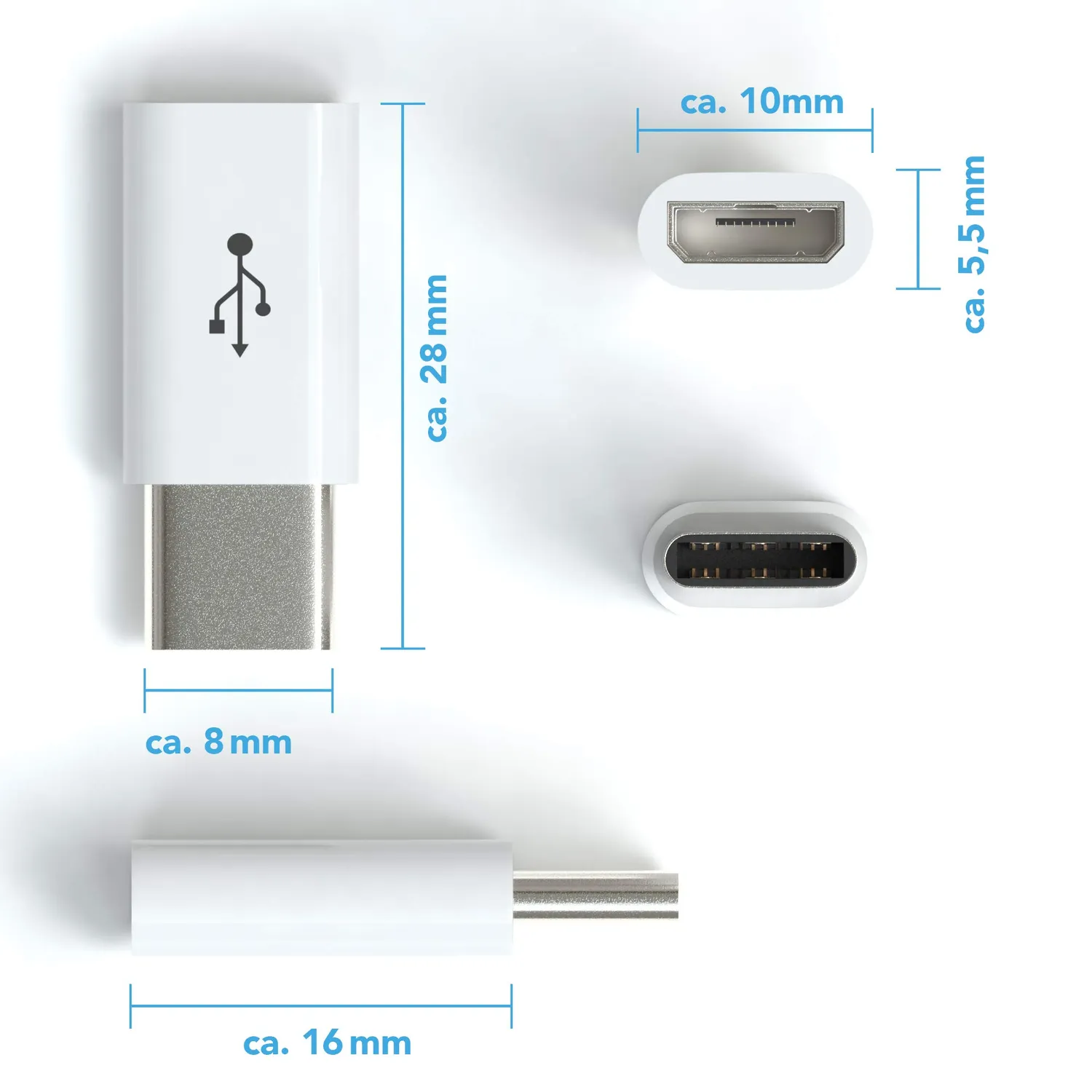 JAMEGA Micro-USB auf USB-C Adapter Ladeadapter
