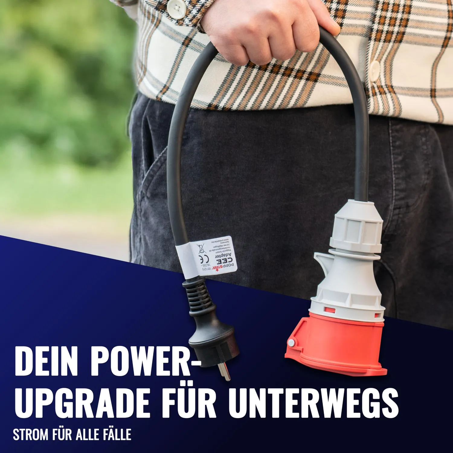 Poppstar CEE-Adapter 45cm Schuko-Stecker auf CEE-Kupplung 16A IP44