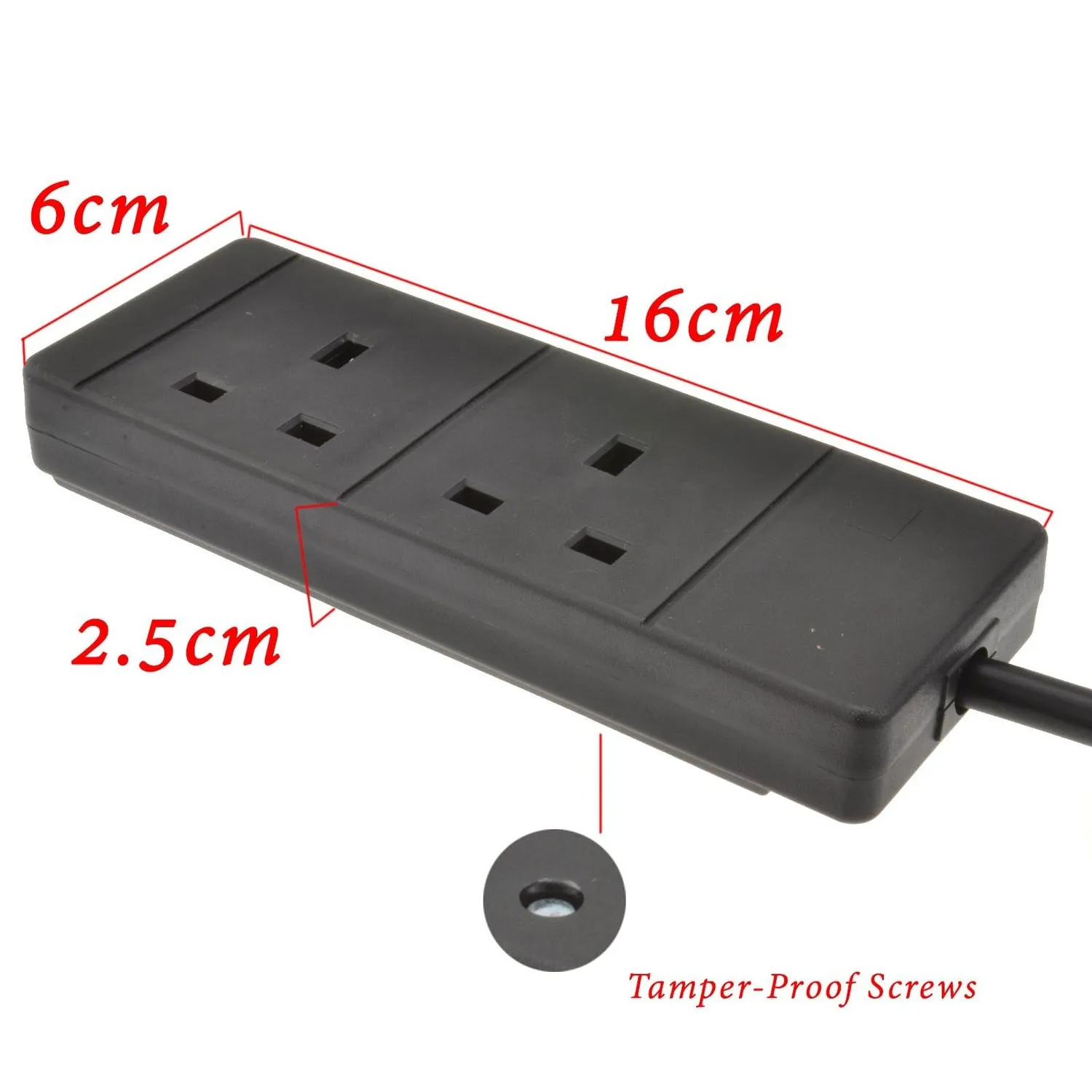 Kenable UK Stromverlängerung 2-fach 13A 2m schwarz