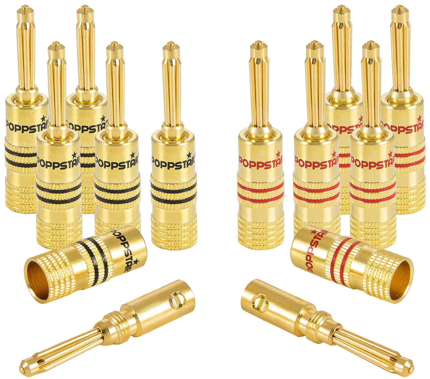 Poppstar High End Bananenstecker Lautsprecherstecker 4 Stück vergoldet