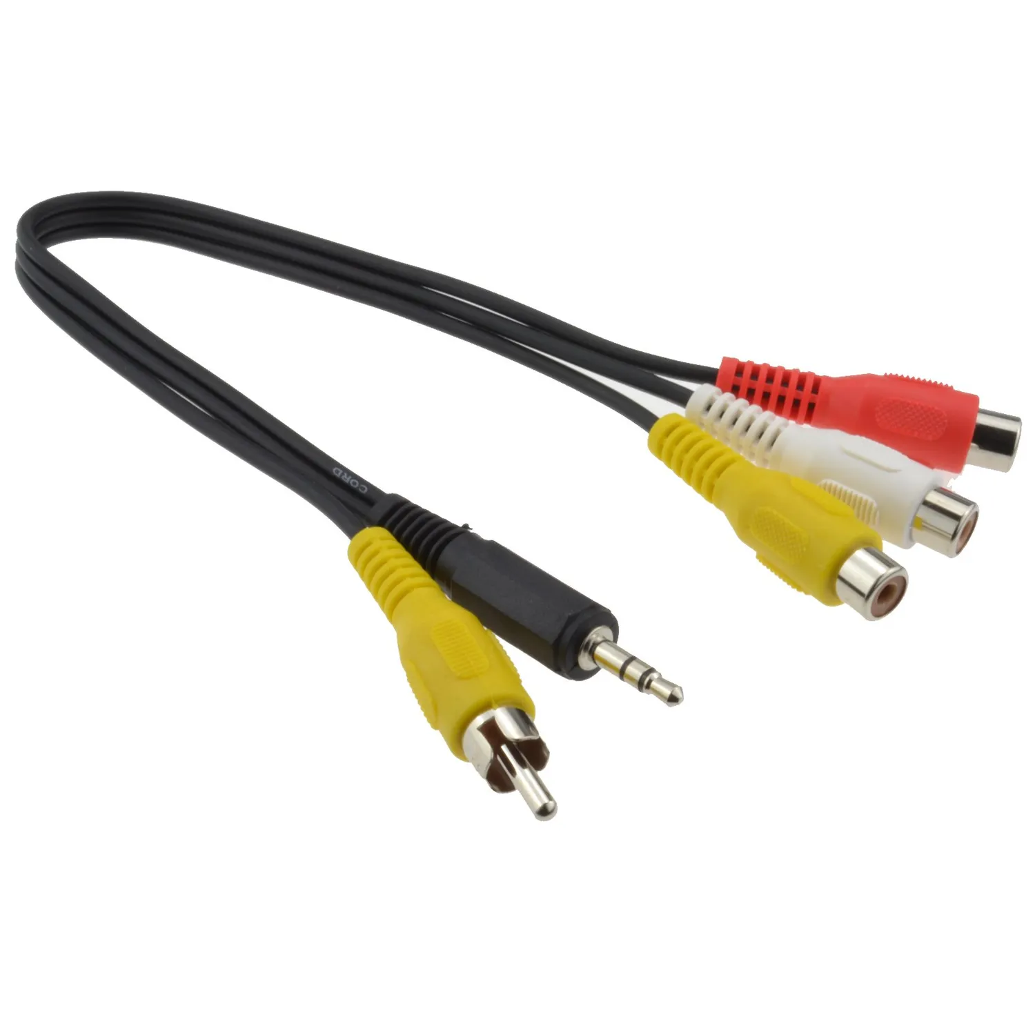 Kenable Cinch Adapterkabel 3,5 mm auf 3x Cinch 0,3 m rot weiß gelb