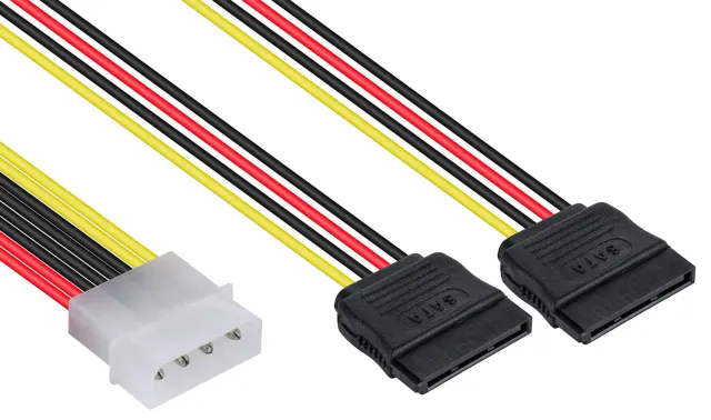 Poppstar Molex auf 2x SATA Y-Stromkabel 0,1m
