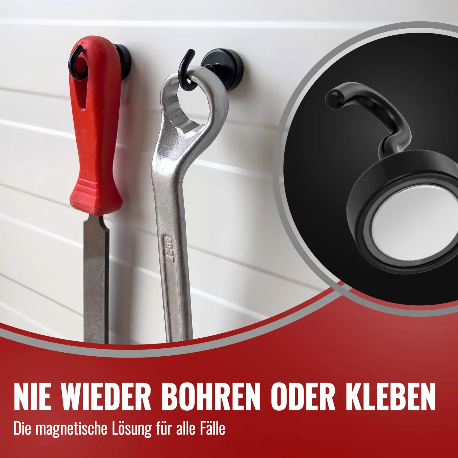 Poppstar Magnethaken schwarz extra stark 23kg 5 Stück Neodym