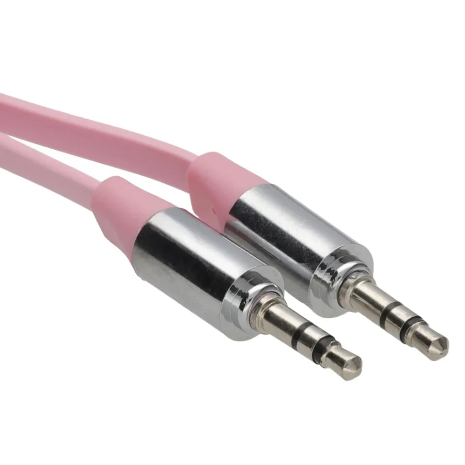 Kenable Flach-Klinkenkabel 2m pink Metallstecker