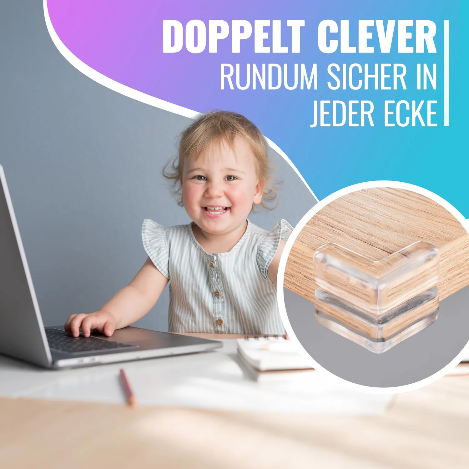 Poppstar Eckenschutz Baby transparent 30 Stück selbstklebend
