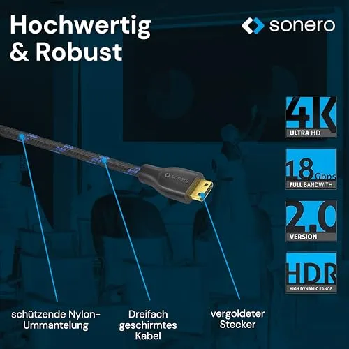 Sonero 4K Mini-HDMI-HDMI-Kabel 1,5 m schwarz 60 Hz