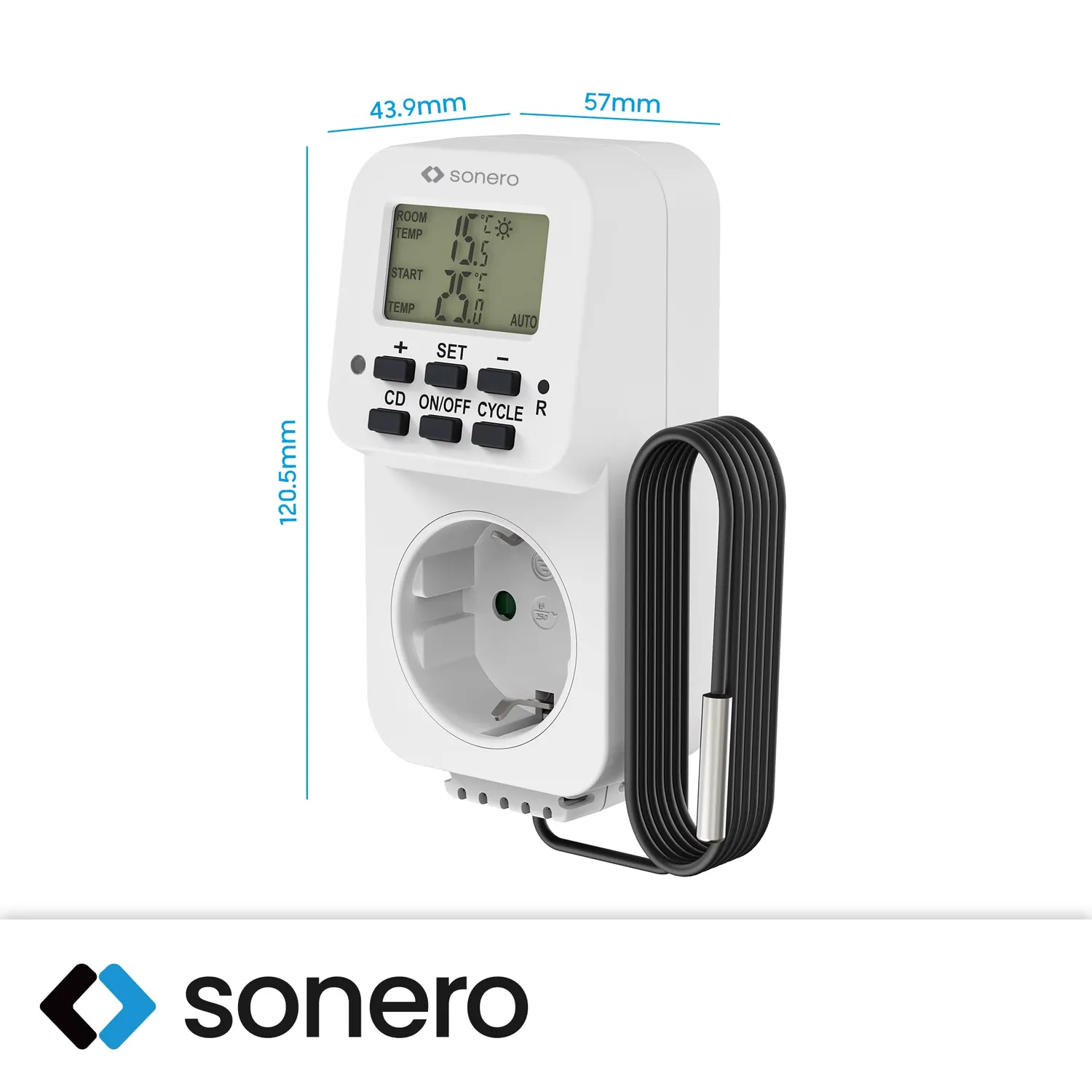 Sonero Thermostat Steckdose Regler weiß 3600W Fühler