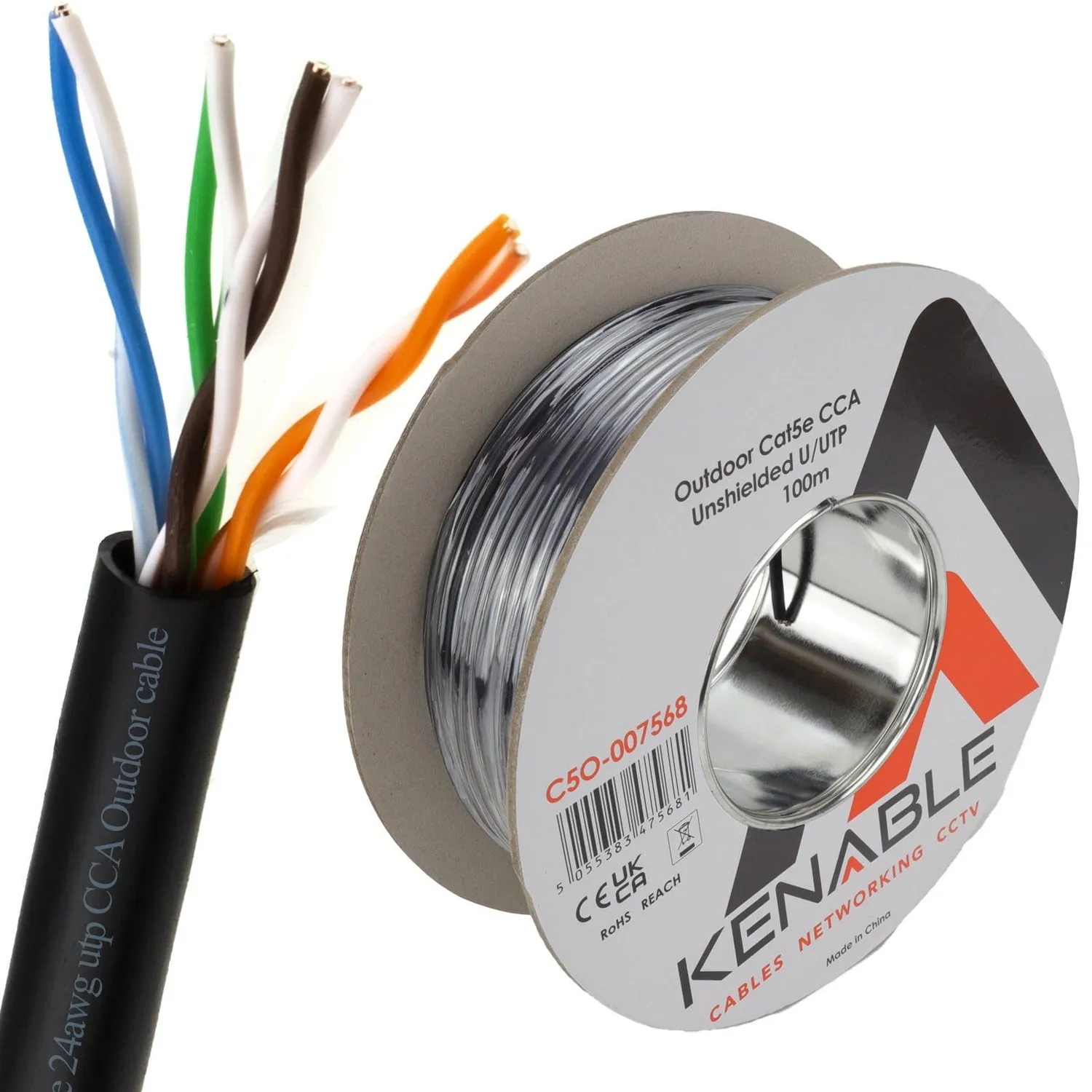 Kenable Outdoor Netzwerkkabel Cat5e 305 m schwarz