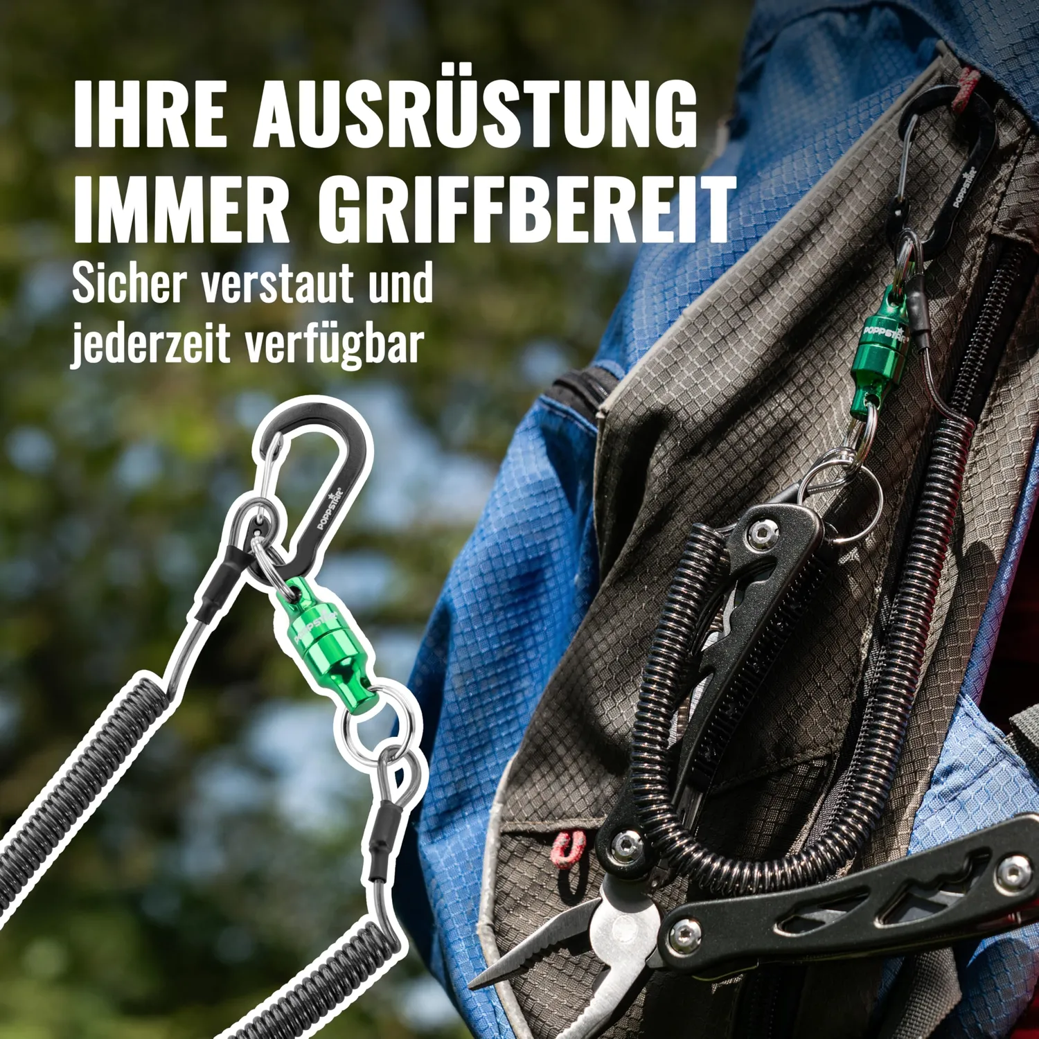 Poppstar Clip-Magnet Karabiner grün 2er Set