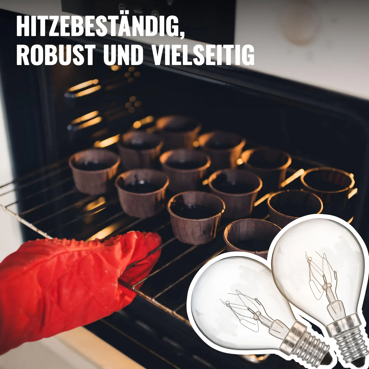 Poppstar Backofenlampe E14 40W 300°C 2er-Pack warmweiß